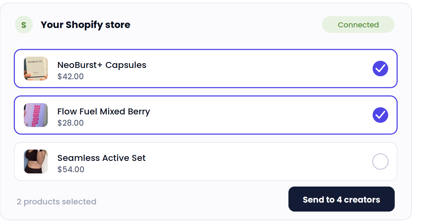 Send products straight from Shopify